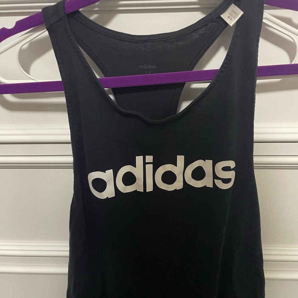 Adidas Women's Black and White Logo Tank Top